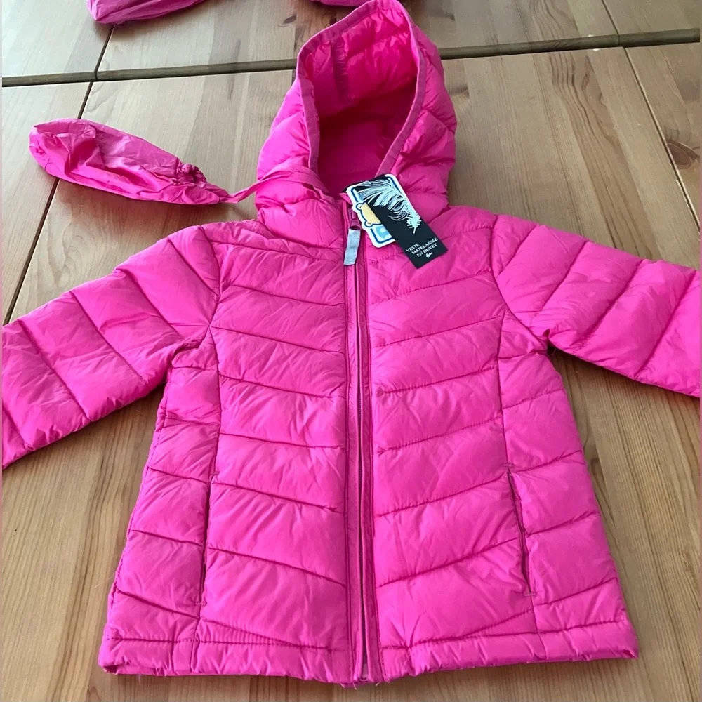 NWT Bob Der Bar Pink Hooded Puffer Jacket Packable Size 3T